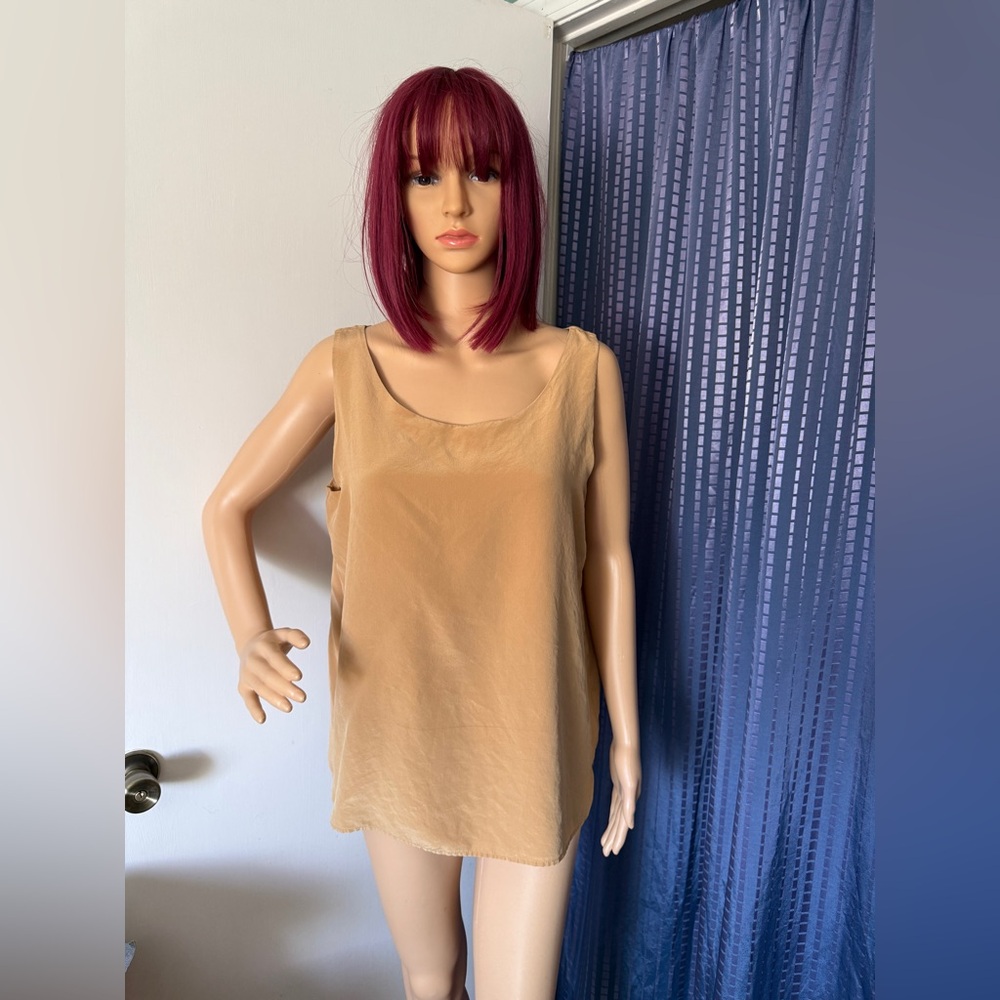 Vintage Classiques Entier 100% Silk Tank Sand Double Layer Sz 16